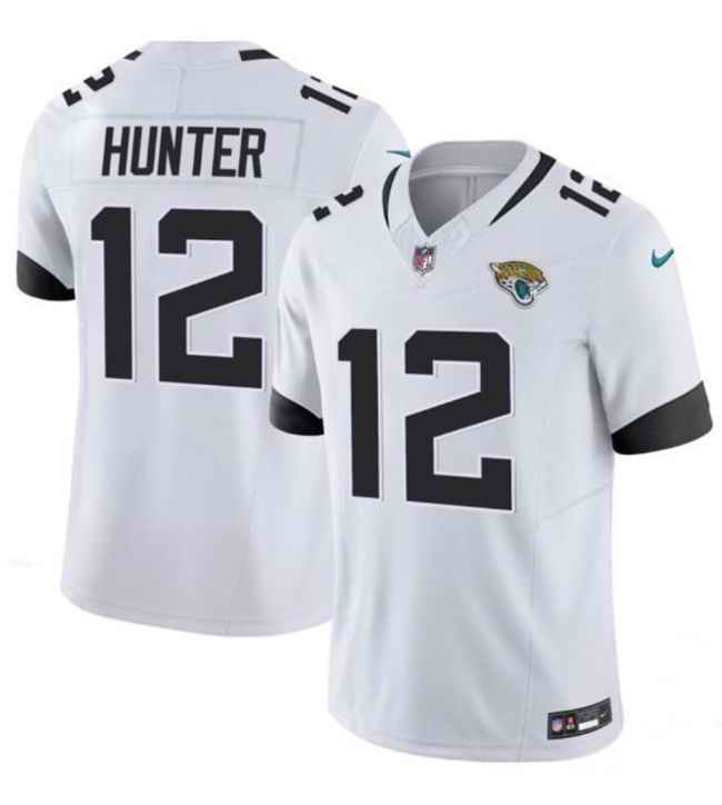 Men's Jacksonville Jaguars #12 Travis Hunter White 2025 Draft F.U.S.E. Vapor Limited Stitched Football Jersey